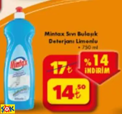 MİNTAX SIVI BULAŞIK DETERJANI LİMONLU 750ML MİNTAX SIVI BULAŞIK DETERJANI LİMONLU 750ML